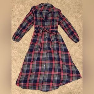 Bloomchic Plaid Holiday Winter Party Dress Flannel Red Green pattern size 12